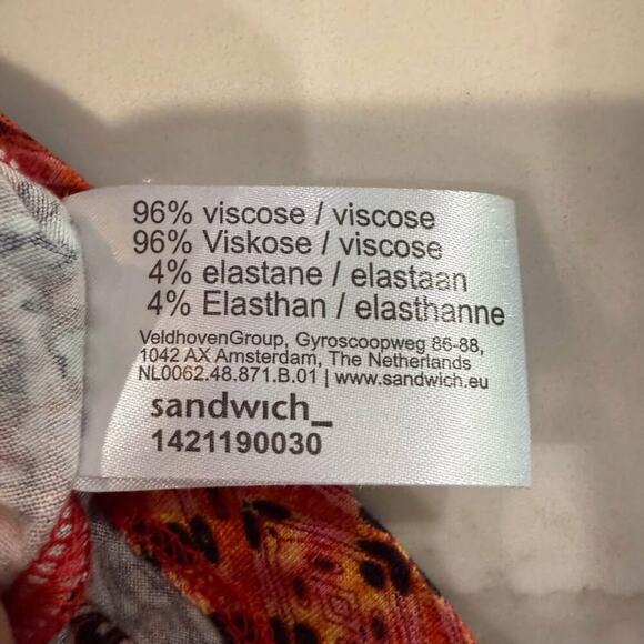 Sandwich Long Sleeve V-Neck Knee Length Stretchy Dress Women's Small Pink/Orange - Picture 6 of 6